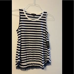 Lord & Taylor Navy and White sleeveless top XS NWT
